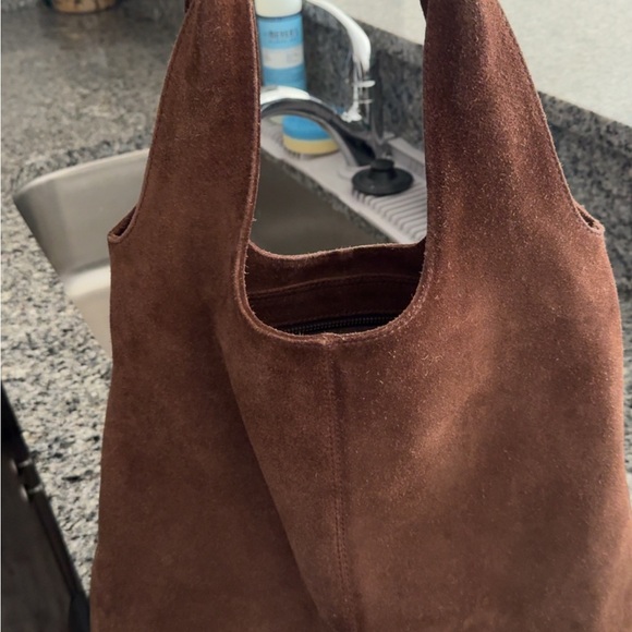 Handbags - Vintage Brown Suede Tote Bag - Classic Women's Shoulder Bag